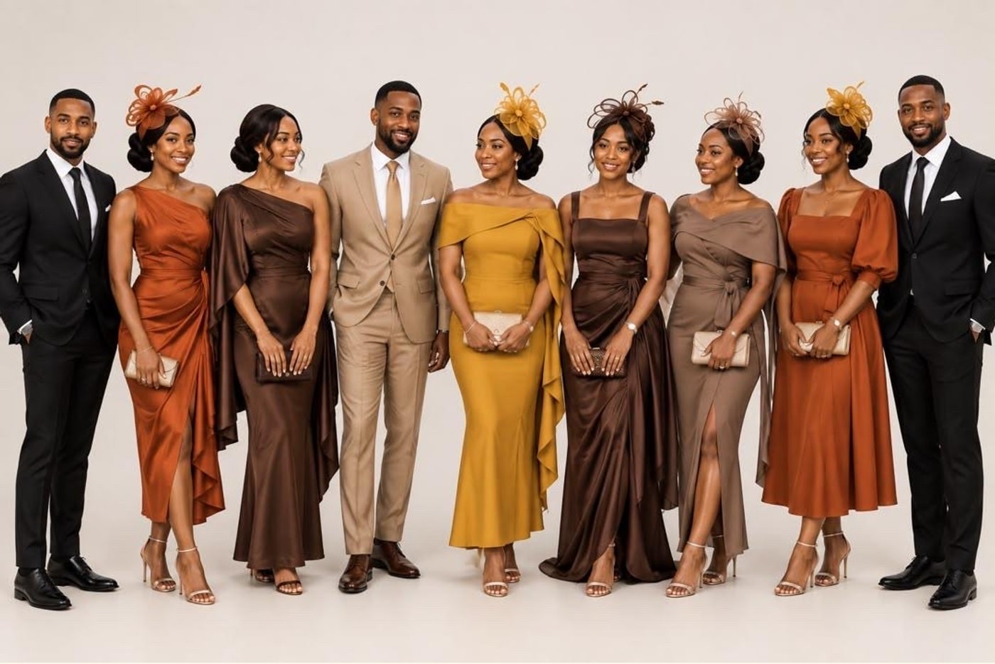 Guests dressed in the wedding palette